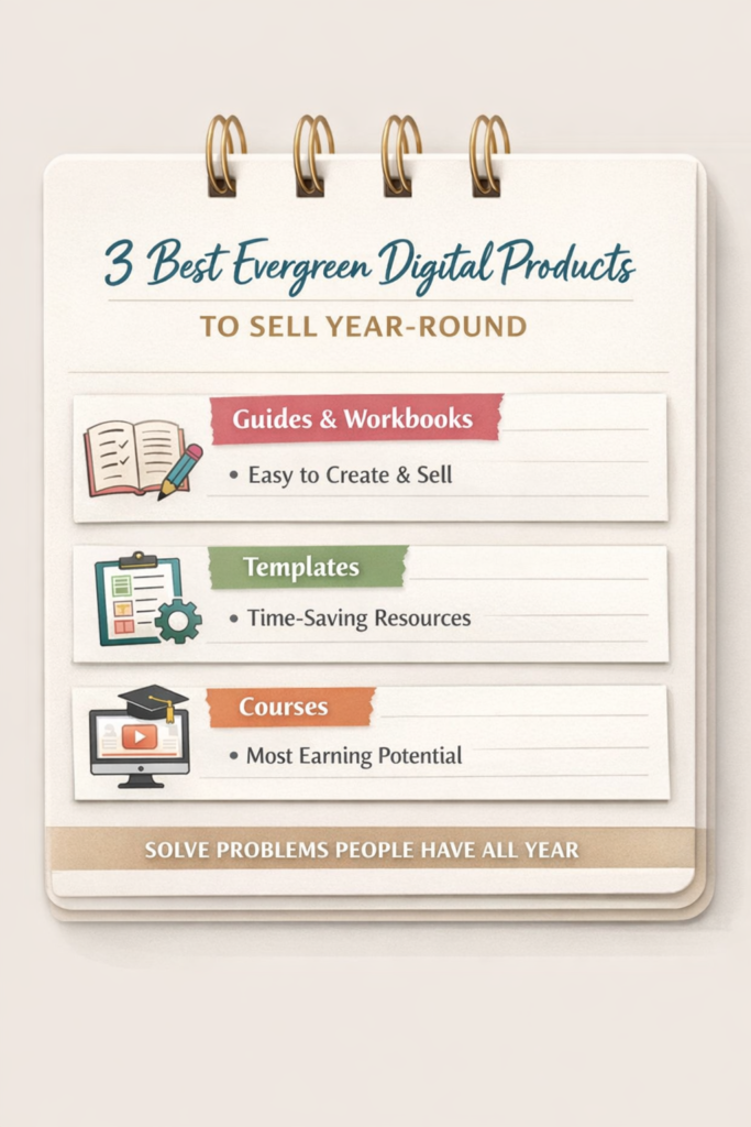 list of 3 best evergreen digital products