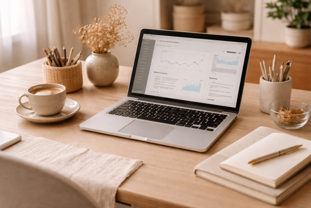 affiliate marketing desk scene - Begin Her Life